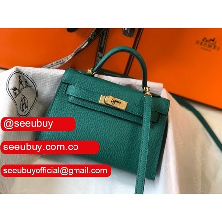 Hermes Mini Kelly Replica Army Green Handbag Epsom leather