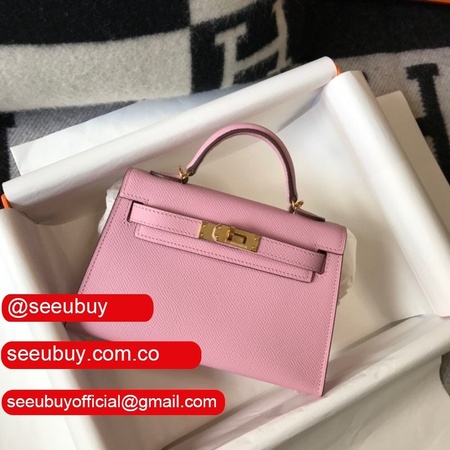 Hermes Outlet 1:1 Replica Mini Kelly Pink Handbags