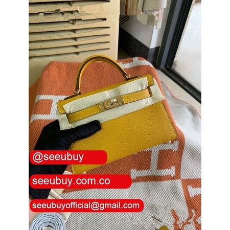 Replica Hermes Yellow Mini Kelly Handbag Epsom leather