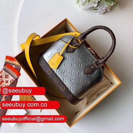 fake monogram vernis alma bb bag m44389 black