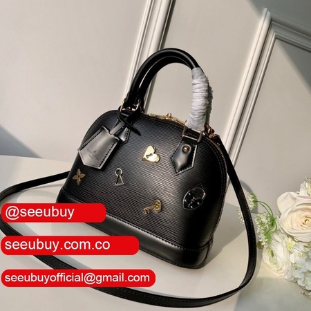 top quality epi leather love lock alma bb m52884 black