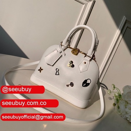 top quality epi leather love lock alma bb m52885 white