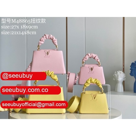 luxury replica capucines yellow/pink lizard m48865 handbag