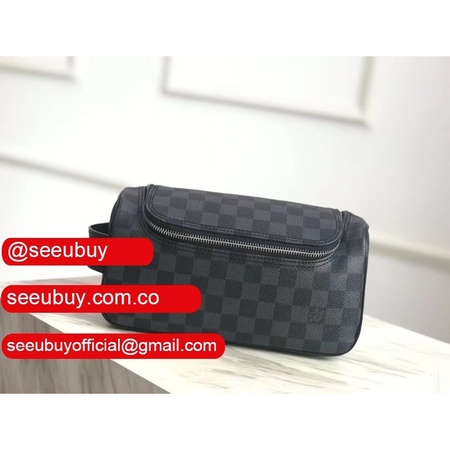 designer toiletry pouch damier graphite canvas n47625 grey