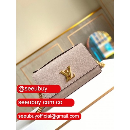 wholesale clutch lockme greige leather m56087