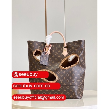 high quality replica m40011 x comme des gar?ons burned holes monogram tote