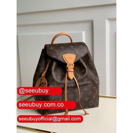 montsouris backpack monogram canvas/natural leather brown replica