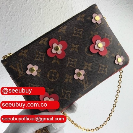 aaa+ replicas monogram canvas pochette double zip m63905 red