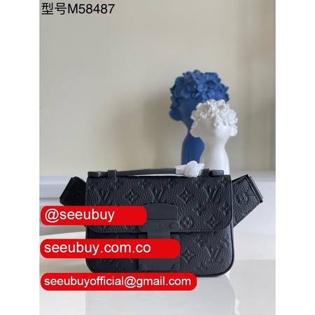 knockoff s lock sling bag taurillon m58487 black bags