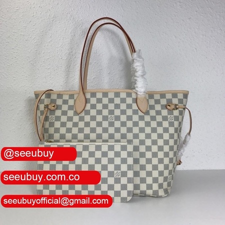 s top quality neverfull mm white check beige