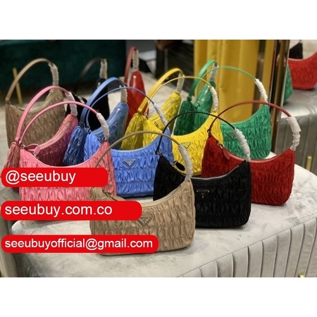 7 colors High Quality Prada Replica wrinkle Hobo hand bag