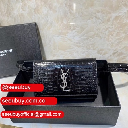 Replica black Saint Laurent YSL Monogram Logo Fanny Pack