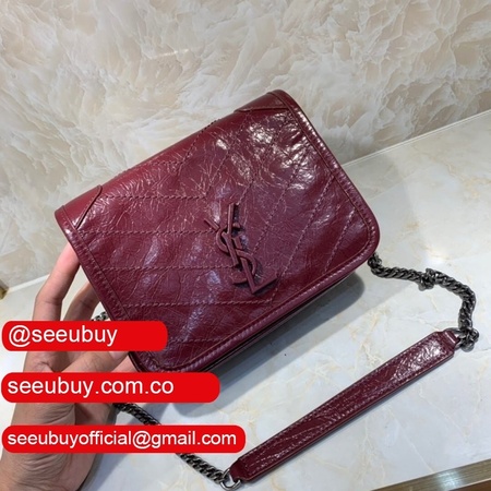 Best Ysl Replica Saint Laurent niki 19cm Shoulder Red and Black