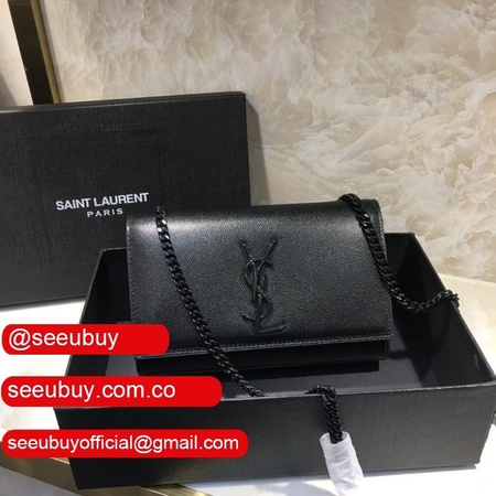 YSL Replica Crossbody Bags Leather & Chain 20cm Black