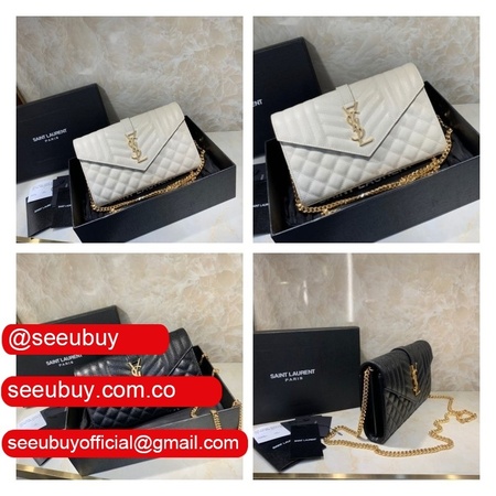 YSL Replica Saint Laurent Envelope Wallet on Chain WOC 620280 White Bag