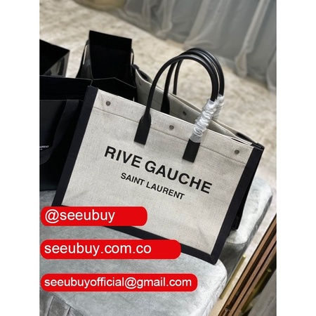 Buy Replica YSL Yves Saint Laurent Rive Gauche Large Tote Bag Printed Canvas