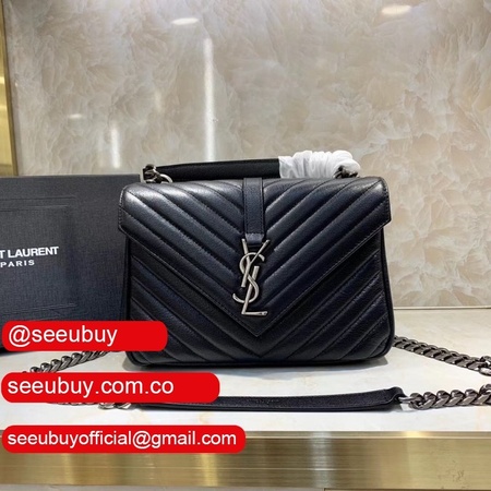 Luxury Replica YSL 5860057 24 cm Silver chain Black bag