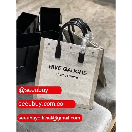 Replica YSl Designer Rive Gauche Shopping 631682 Bag In Linen and Cotton Handbags