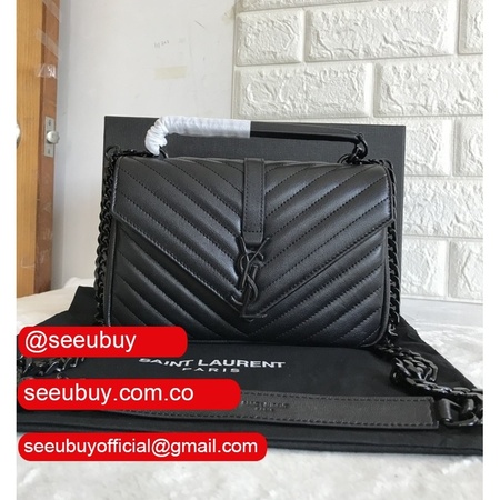 Wholesale Replica YSL 24 cm Gun Metal chain Black Bags