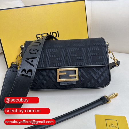 Fendi Baguette Black FF Canvas Bag